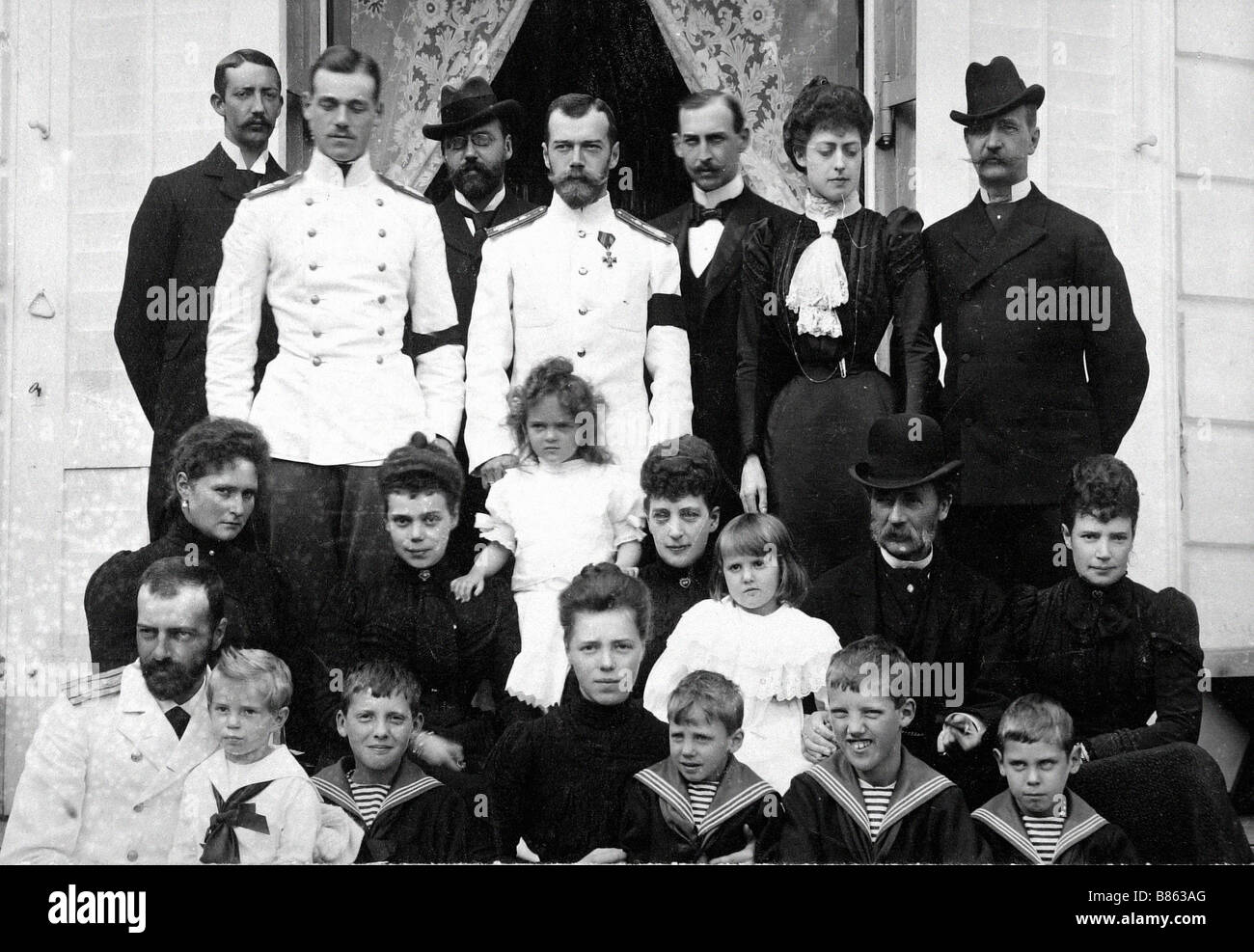 Around King Christian IX of Denmark seated in bowler hat royal families of Greece Russia and England Stock Photo