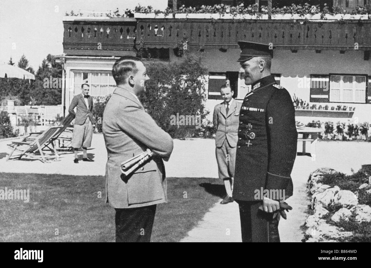 Hitler Receiving The Visit Of A Comrade In Obersalzberg Bavaria Stock
