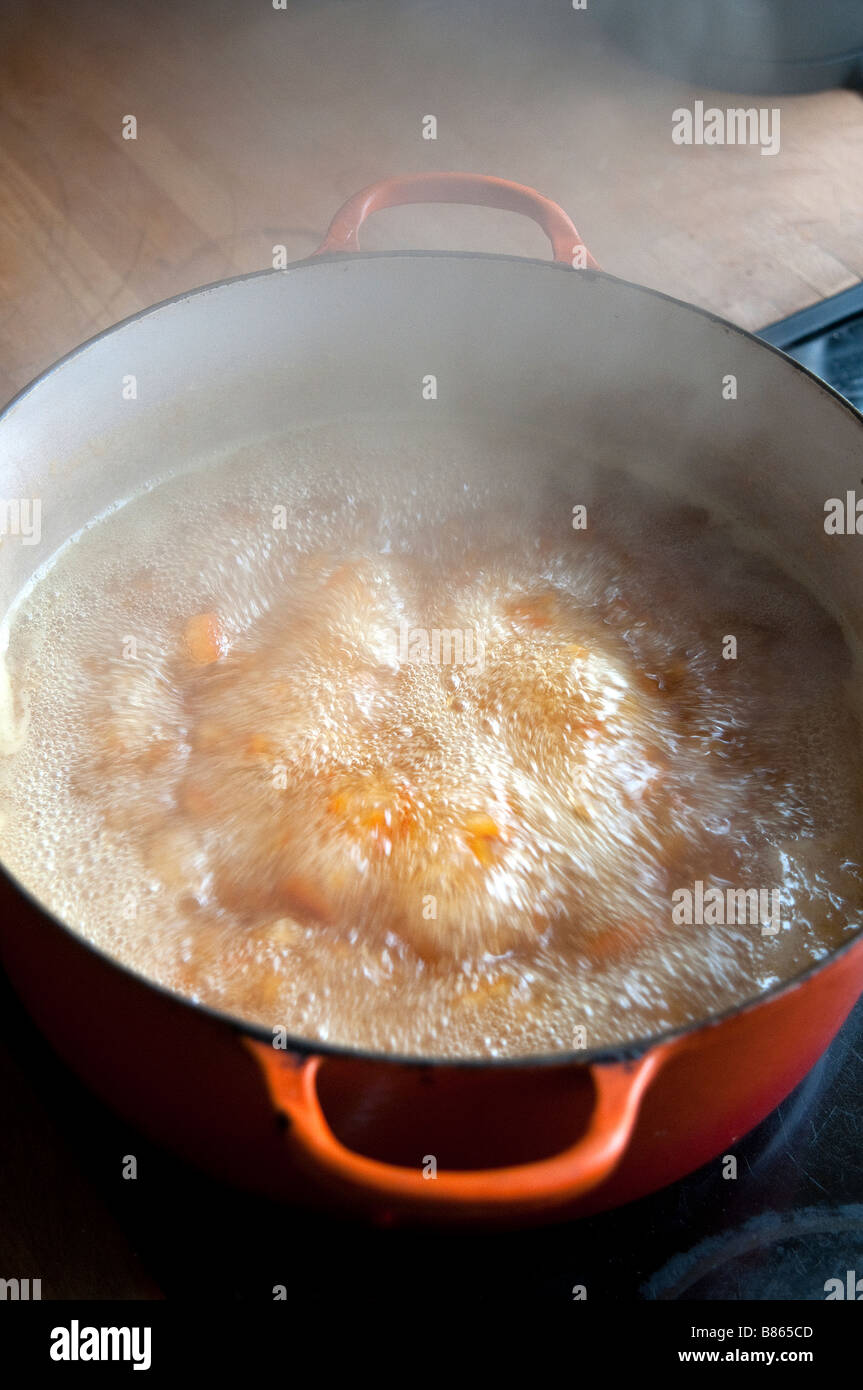 Seville Oranges boiling for marmalade Stock Photo