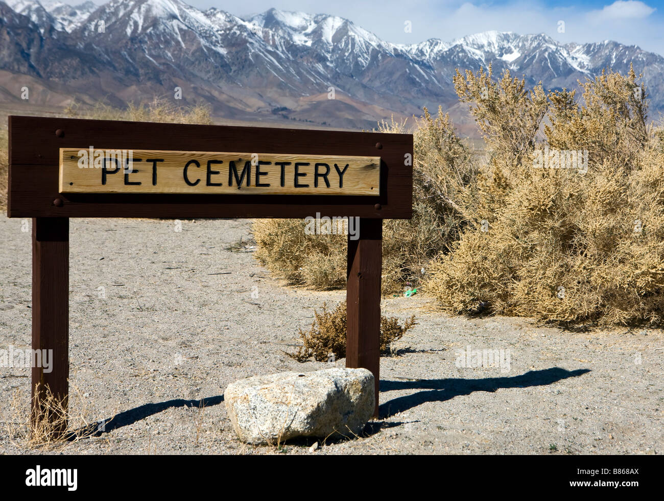 Sign for the Pet Cemetery Manzanar National Historic Site Independence California Stock Photo