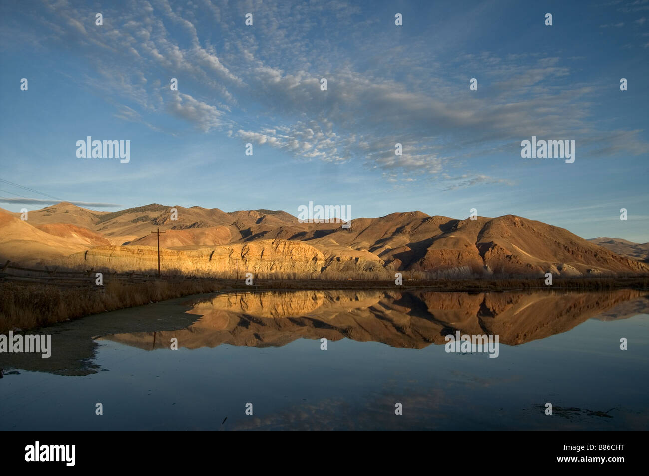 Lake and Mountain Reflection Red Rock Blue Sky Challis Idaho North