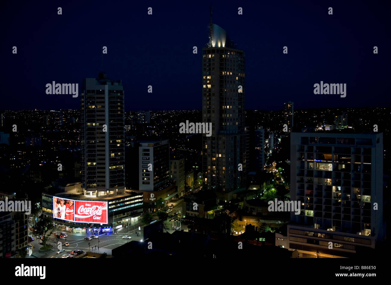 Overlooking the city of Sydney at night, Australia Stock Photo