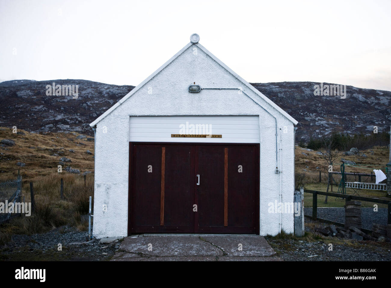 exterior funeral parlour in Tarbert on the isle of Harris, Scotland. UK