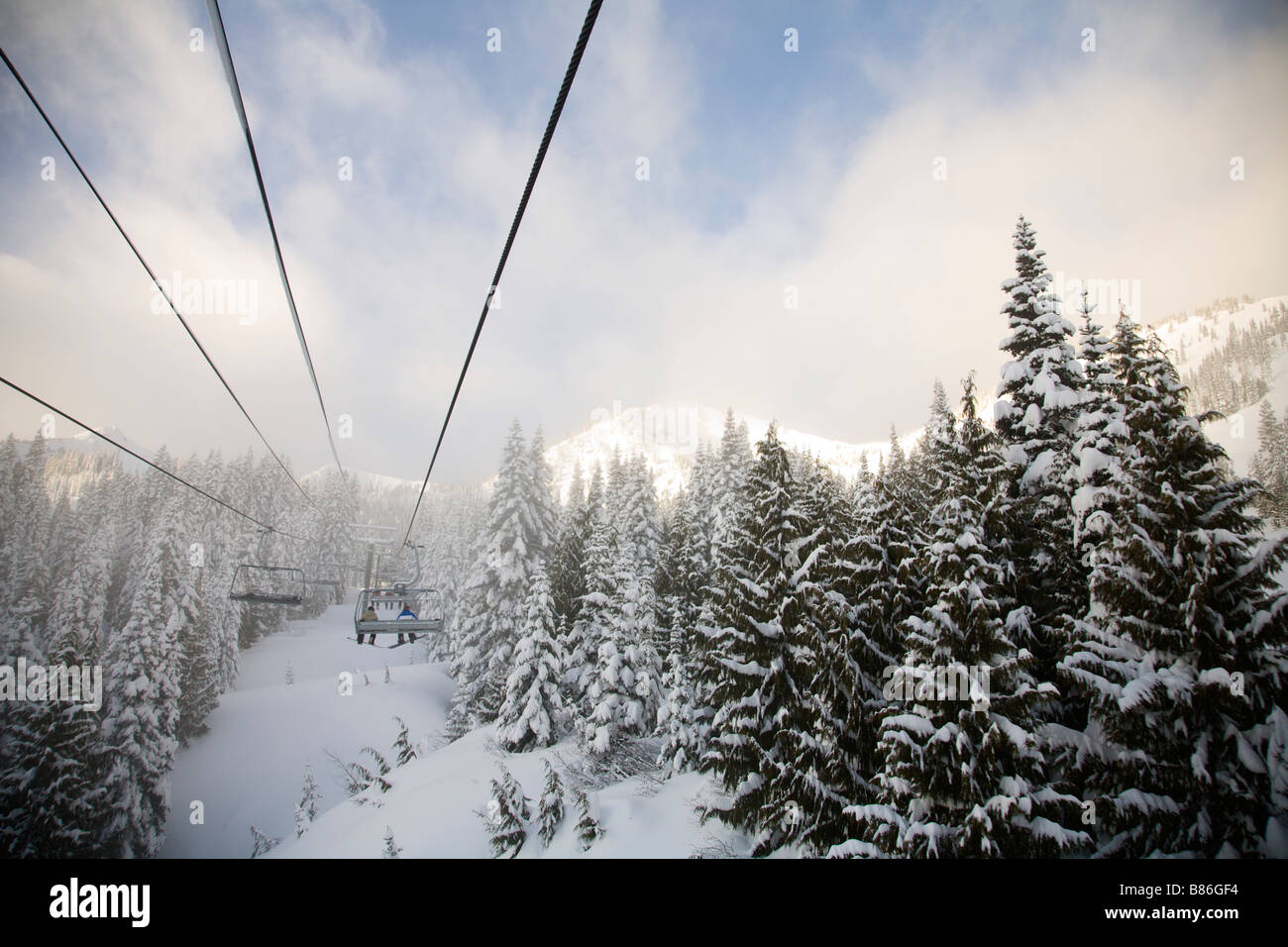 Chairlift at Crystal Mountain Ski Resort, Mount Rainier National Park, Washington, USA Stock Photo