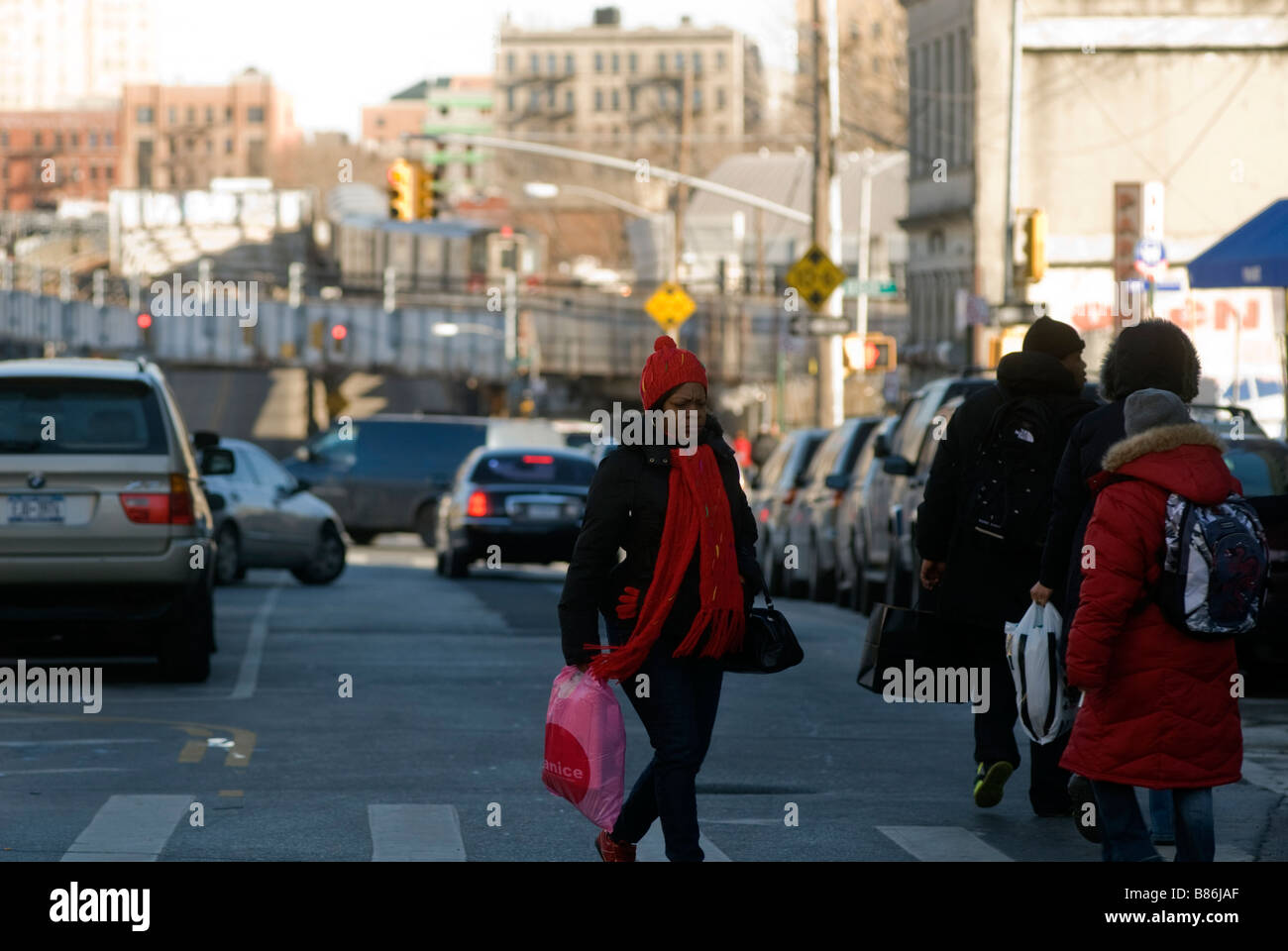 Shoppers in the the Hub in the Melrose section of the New York borough of the Bronx Stock Photo