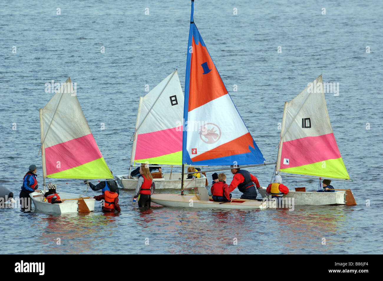 Sailboat and Dinghy training Stock Photo Alamy