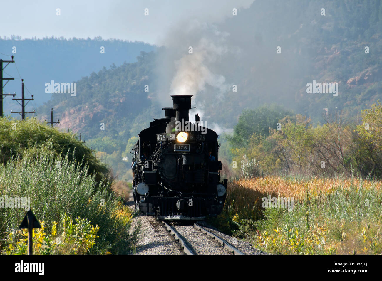 Durango Silverton narrow gauge 478 series steam locomotive Colorado USA Stock Photo