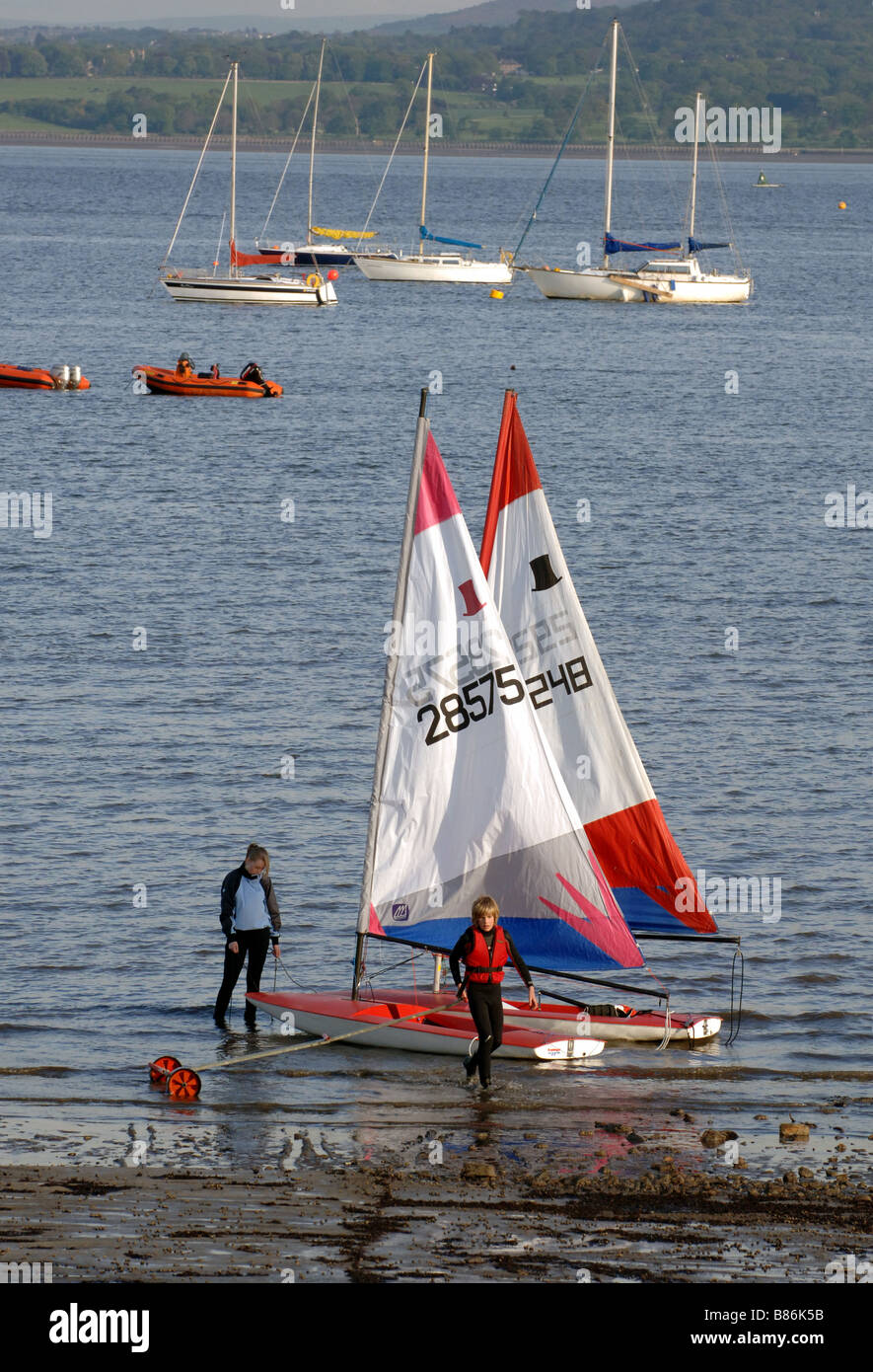 Sailboat and Dinghy training Stock Photo Alamy