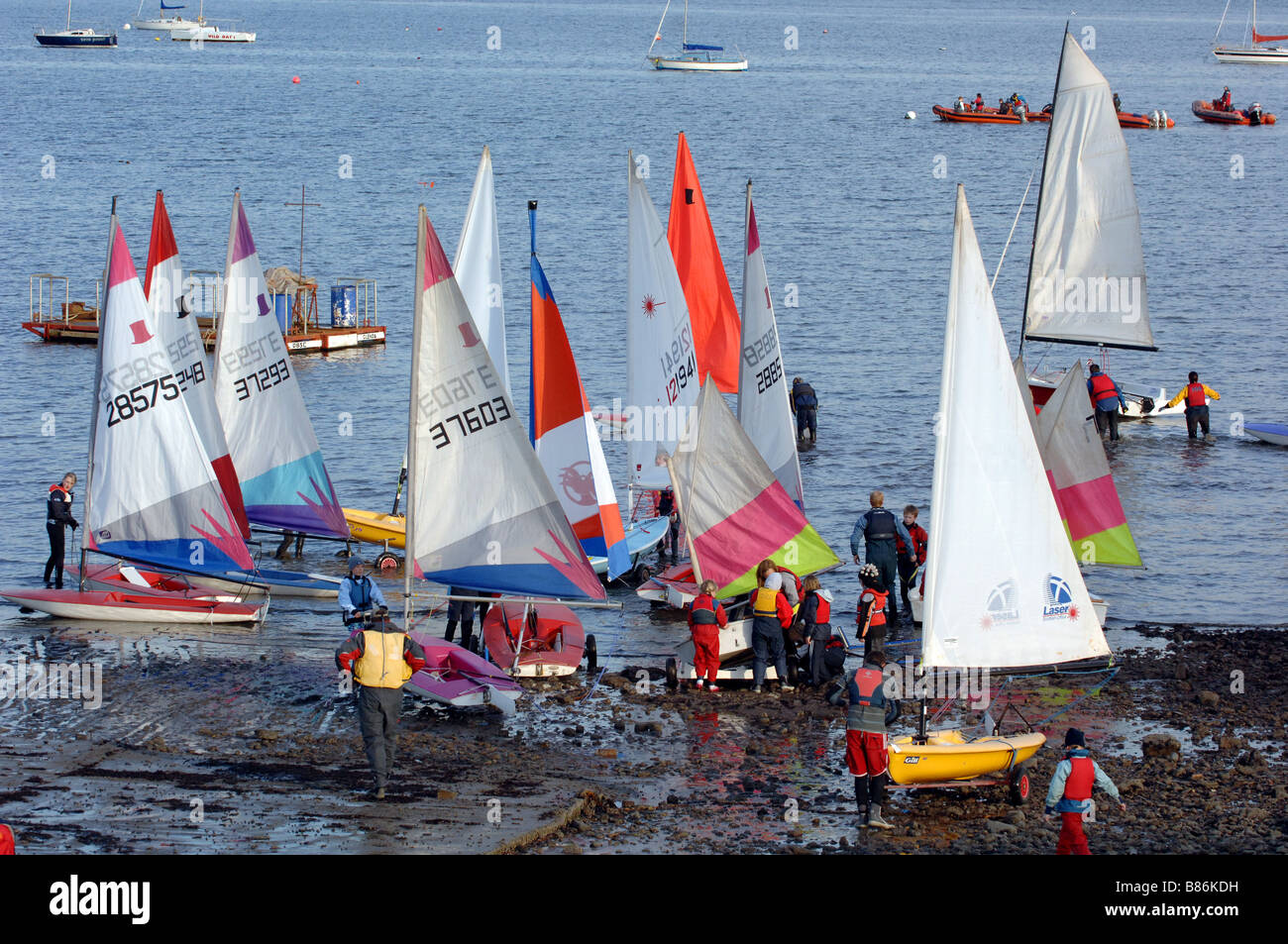 Sailboat and Dinghy training Stock Photo Alamy