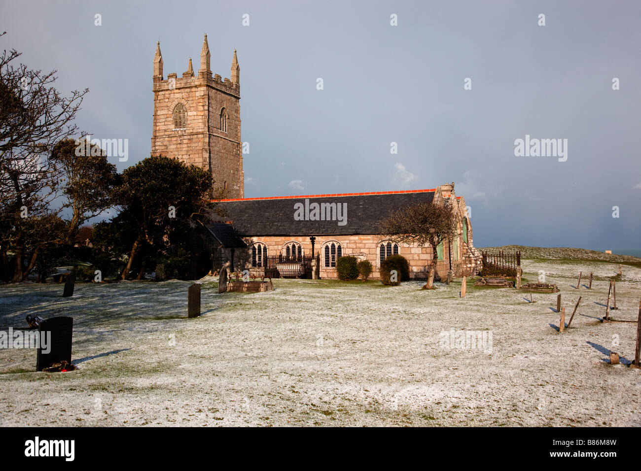 lelant church in frost winter Stock Photo