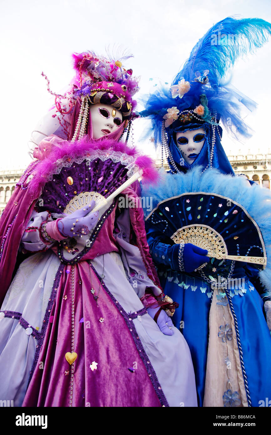 Portrait of two Beautiful masks in Venice Italy Stock Photo - Alamy