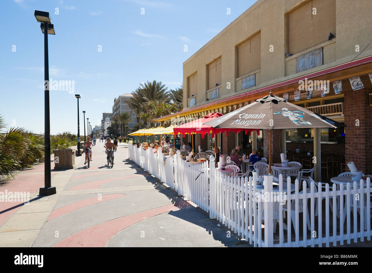 Cafe/Bar on the Promenade at Jacksonville Beach, Florida, USA Stock Photo