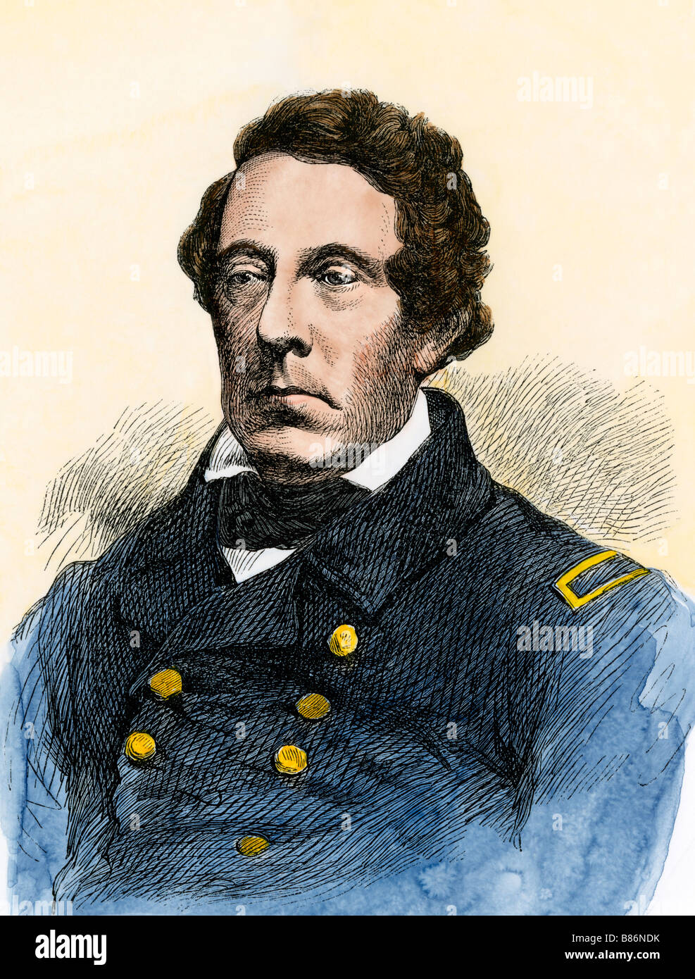 Matthew Perry, Commodore US Navy. Hand-colored woodcut Stock Photo