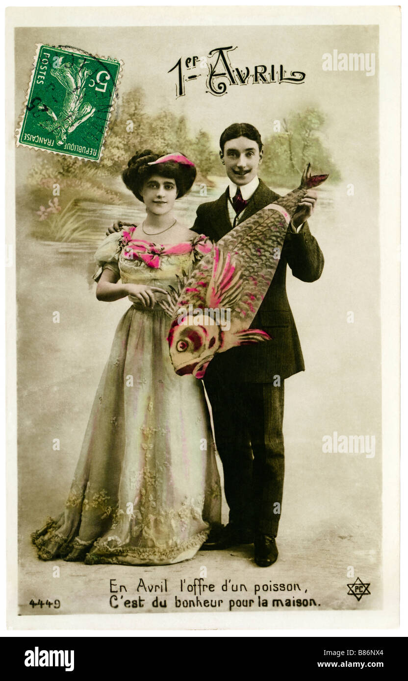 Carte postale Poisson d'Avril / April Fools day postcard @1900 Carte postale Poisson d'Avril / April Fools day postcard @1900