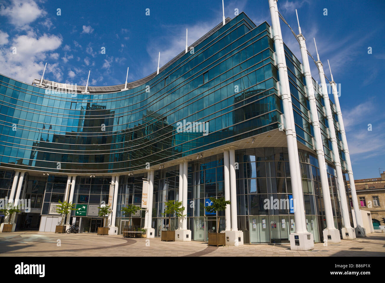 Modern glass building, Cite Mondiale, Bordeaux, Gironde, France Stock Photo