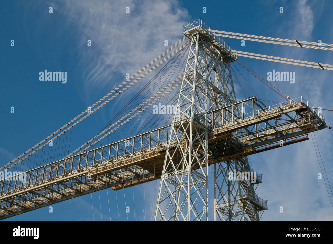 The transporter bridge over the River Usk at Newport South Wales partial view Stock Photo