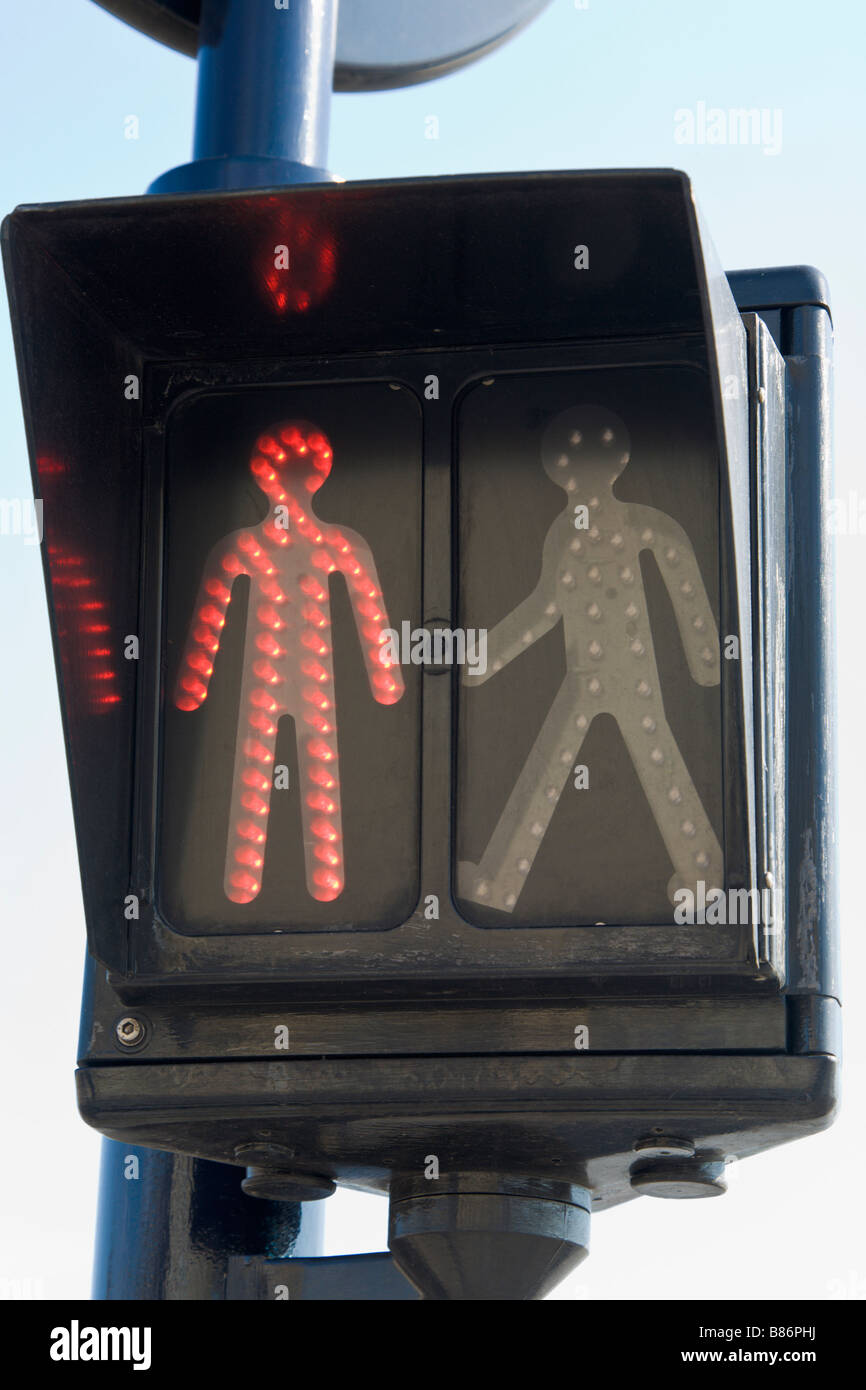 Pedestrian crossing showing red man lit for stop, France Stock Photo ...