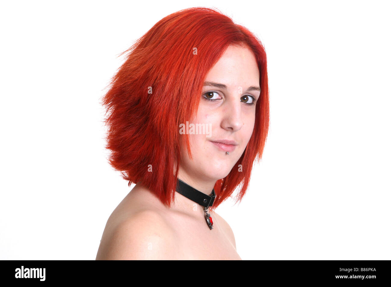Girl with bright red hair Stock Photo