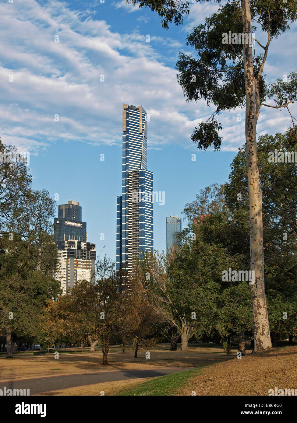 EUREKA TOWER AS VIEWED FROM KINGS DOMAIN MELBOURNE VICTORIA AUSTRALIA Stock Photo