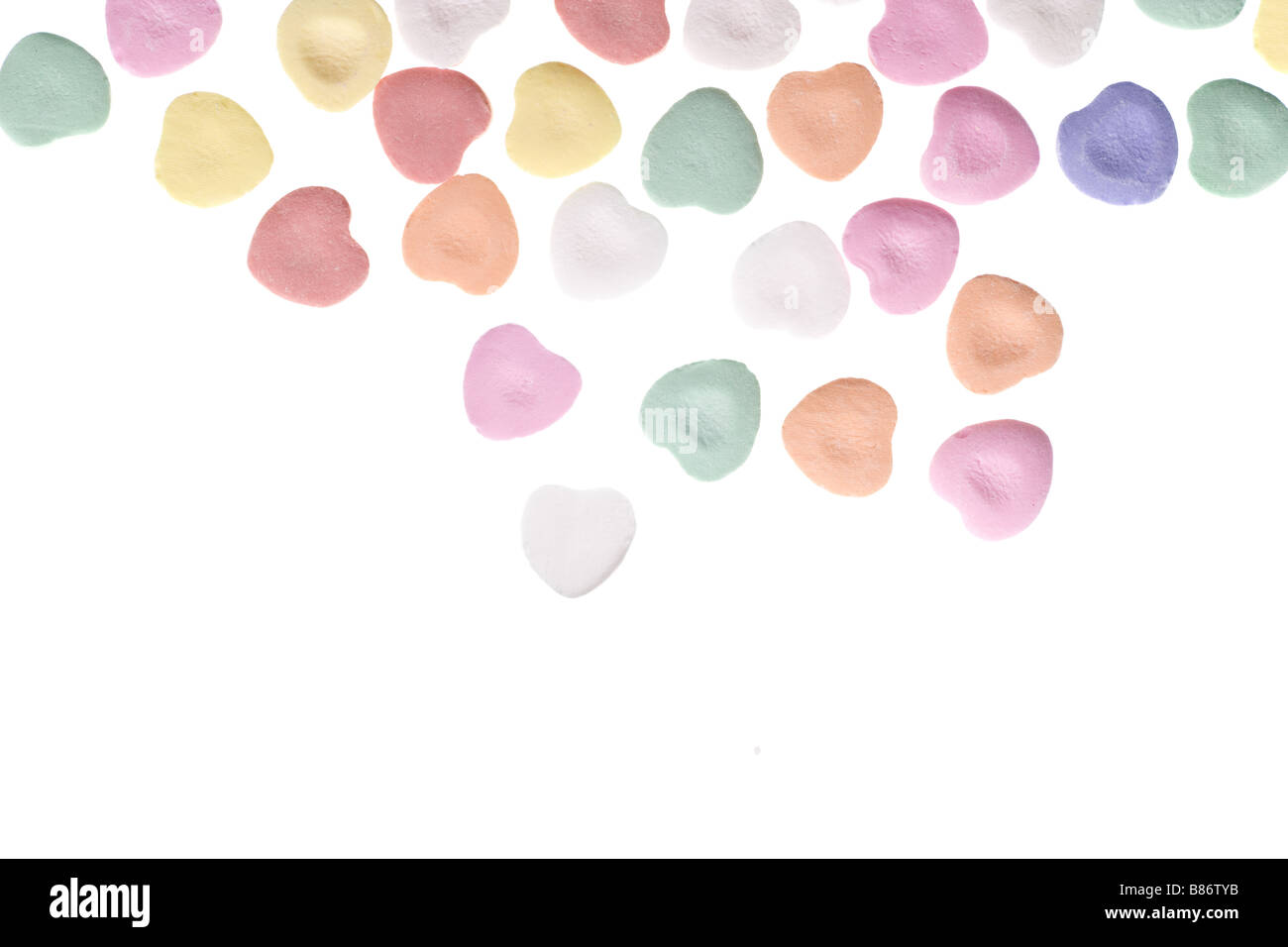 Valentine s Day Candy Hearts Isolated on White Background Stock Photo