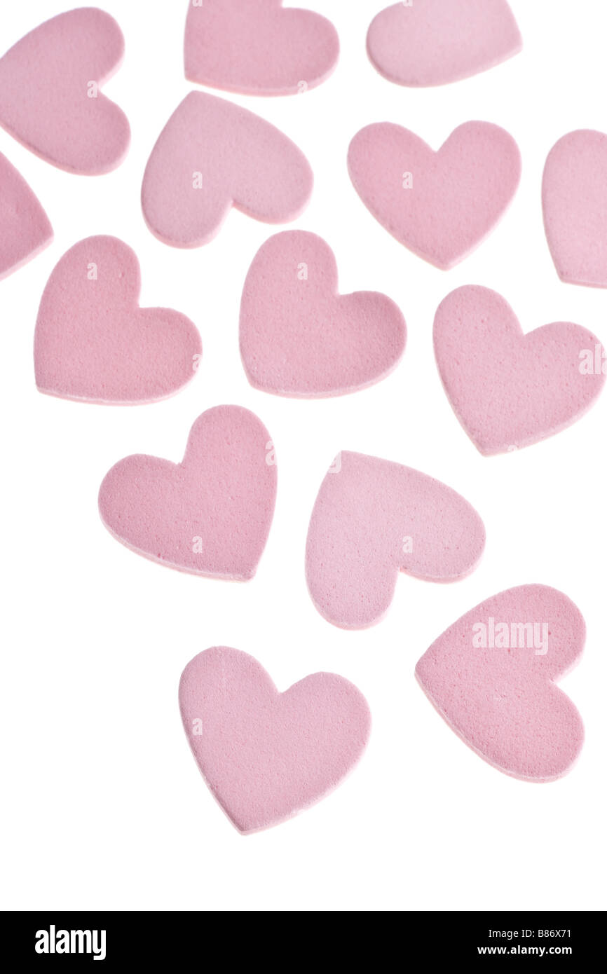 Valentine s Day Foam Hearts Isolated on White Background Stock Photo ...