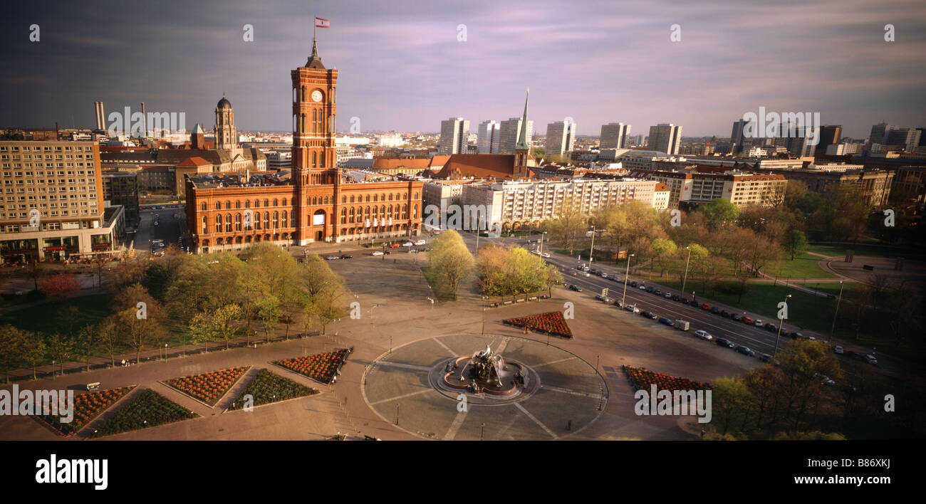 Red Town Hall Berlin Germany Capital view from top of the St. Marien ...