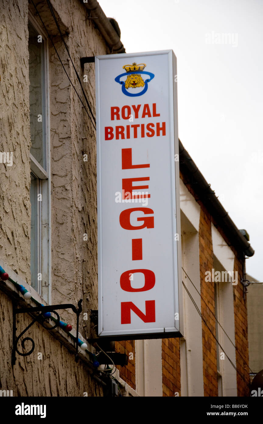 Exterior sign of the Scarborough branch of Royal British Legion,  a British charity supporting members of the Armed Forces.UK Stock Photo