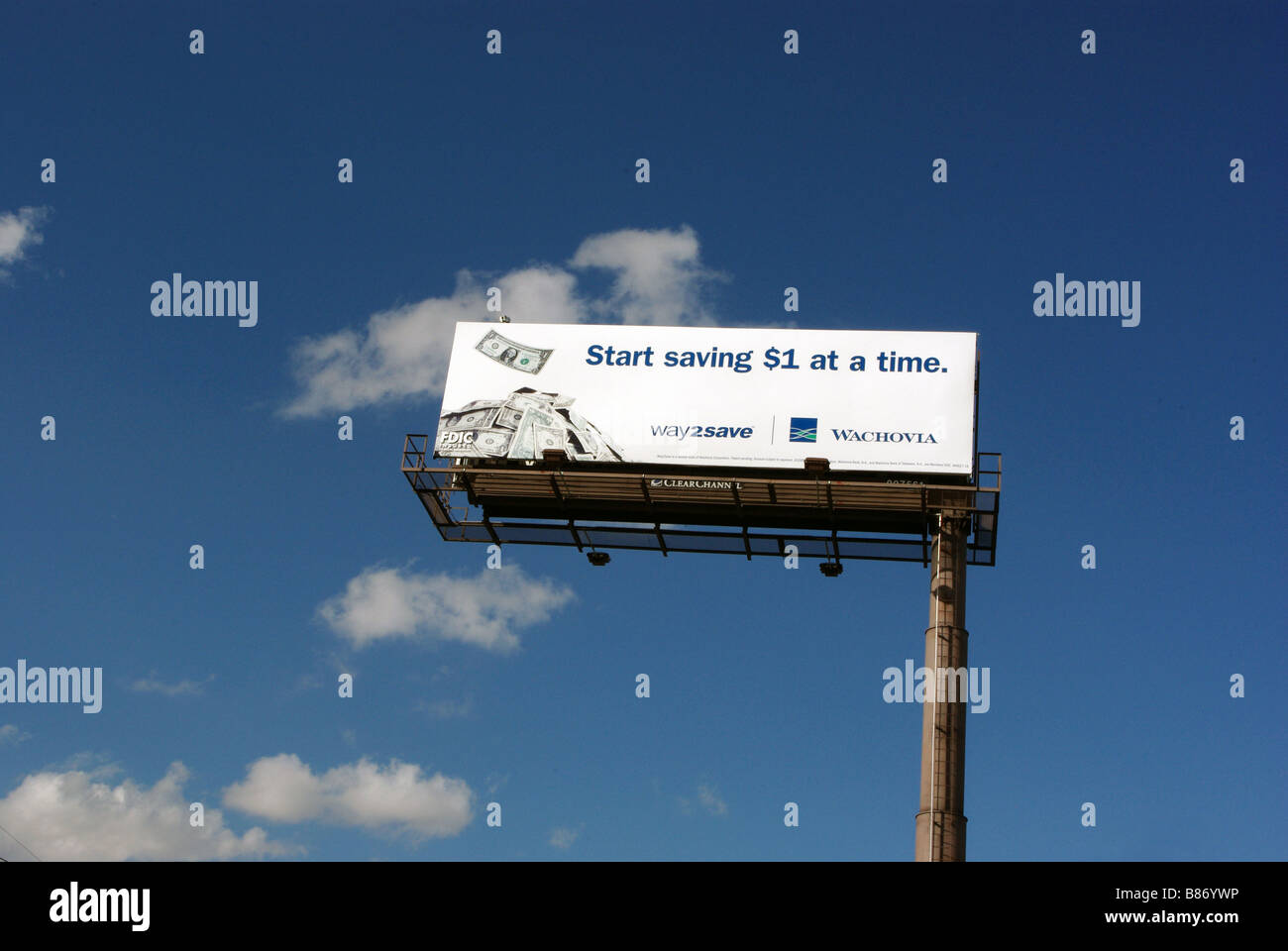 Billboard with Wachovia Ad in Miami, Florida, USA (2009) Stock Photo