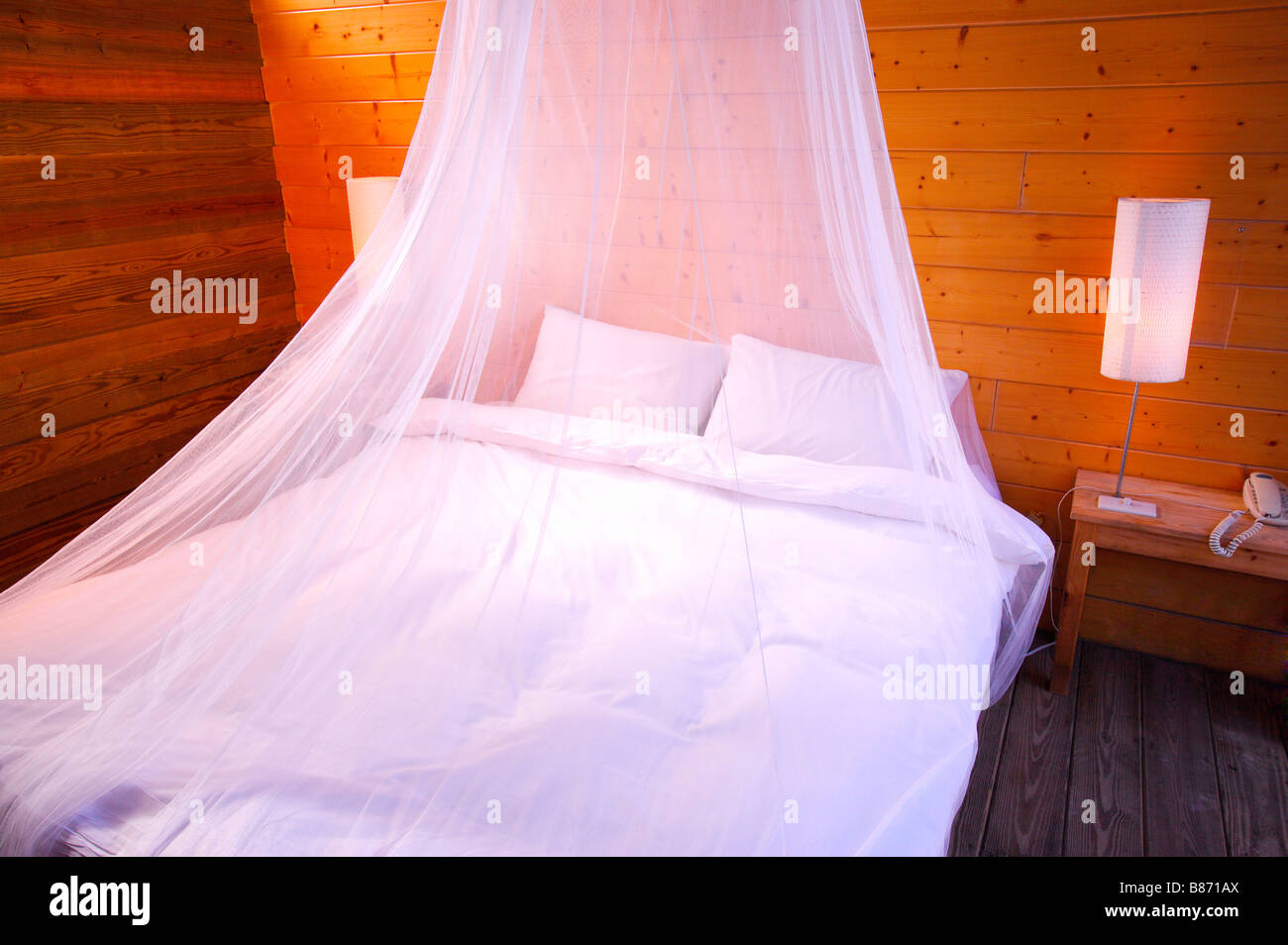 Mesh netting over bed Stock Photo Alamy