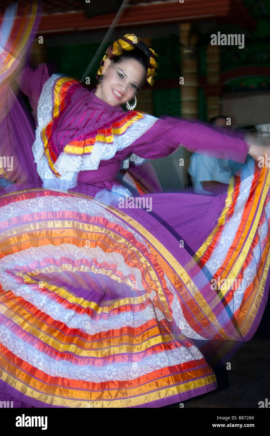 A Mexican folkloric dancer swirls in La Paz, Baja California Sur ...