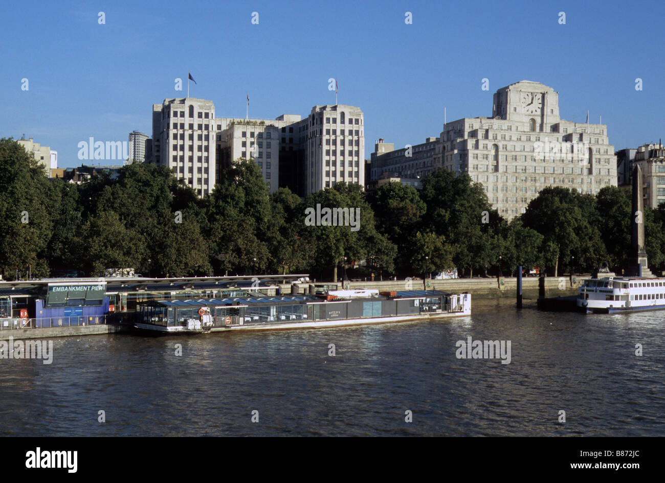 London, New Adelphi (L) & former Shell Mex House (R) and Charing Cross ...