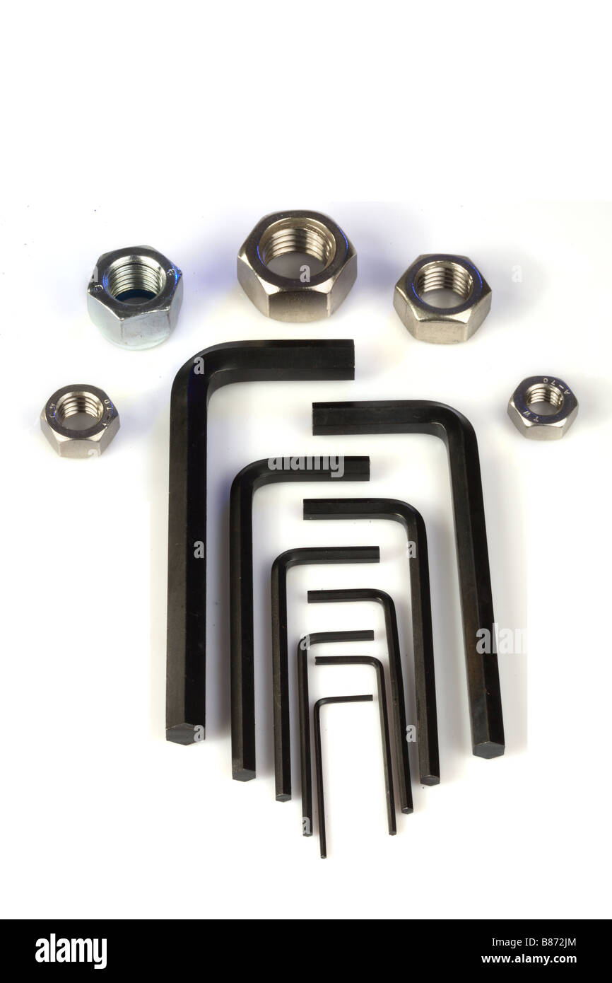 Allen keys and nuts Stock Photo Alamy