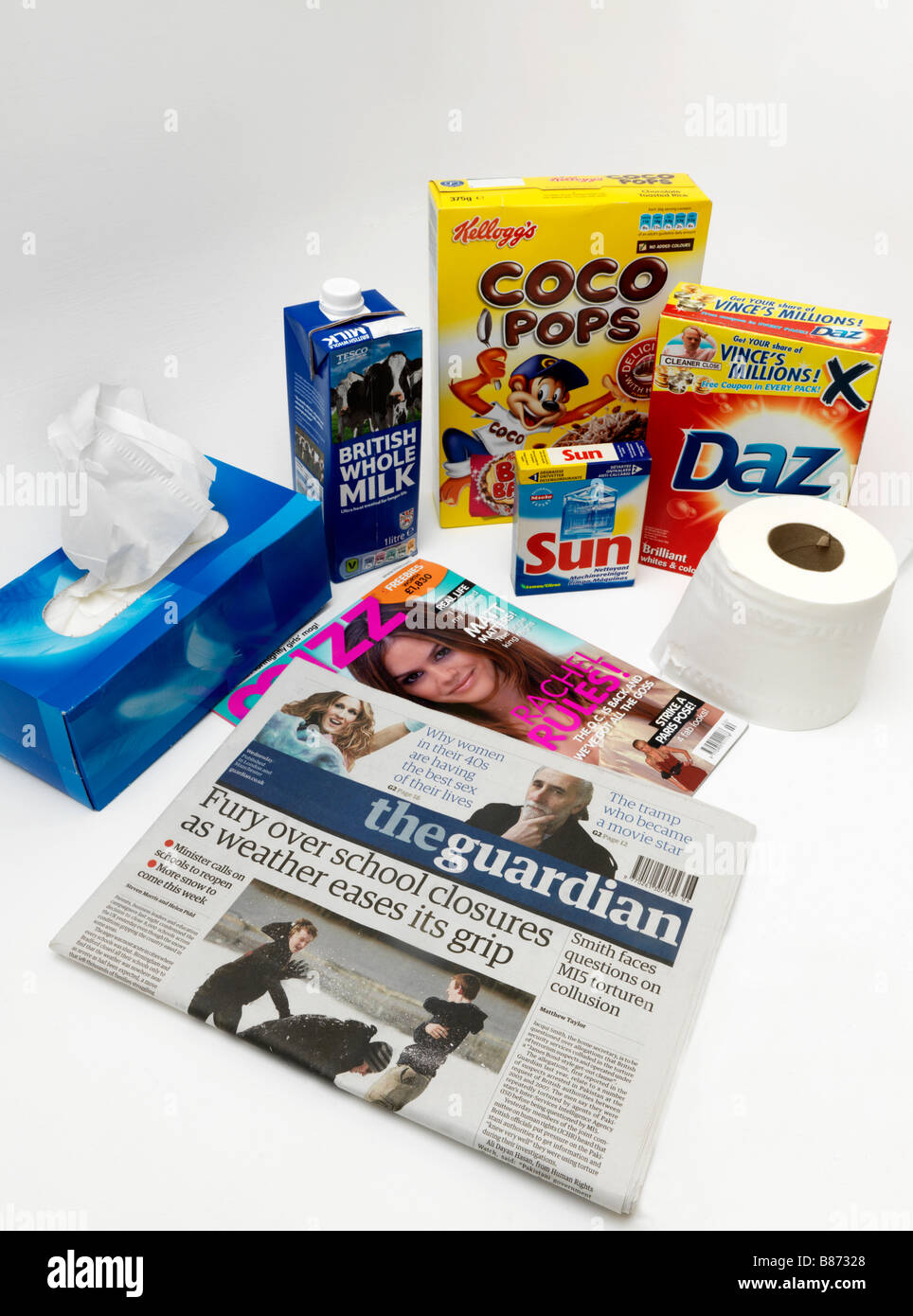 Selection of Household Items that use Paper and Cardboard Stock Photo ...