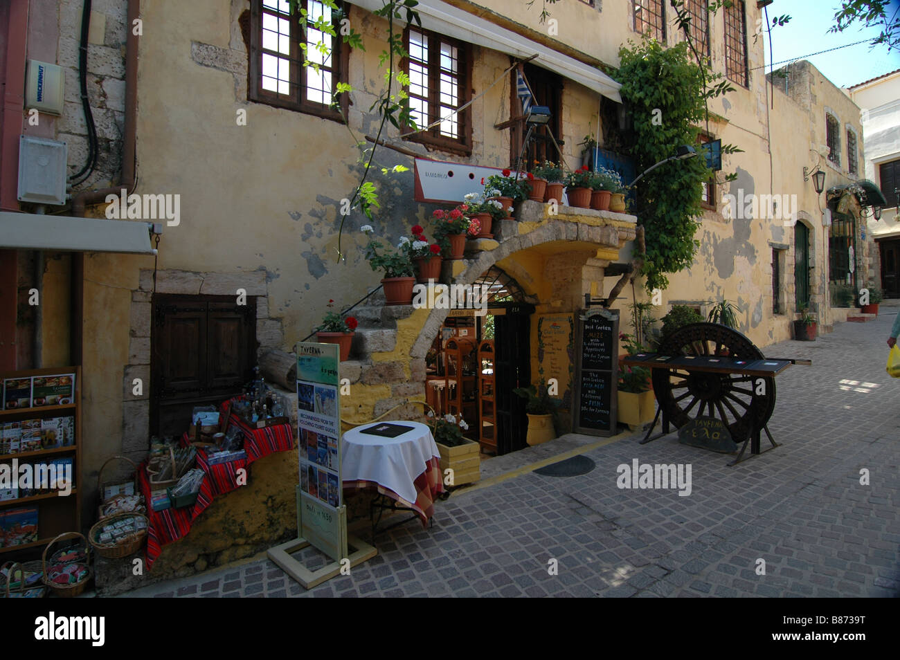 Street scenes Hania, Crete Greece Stock Photo