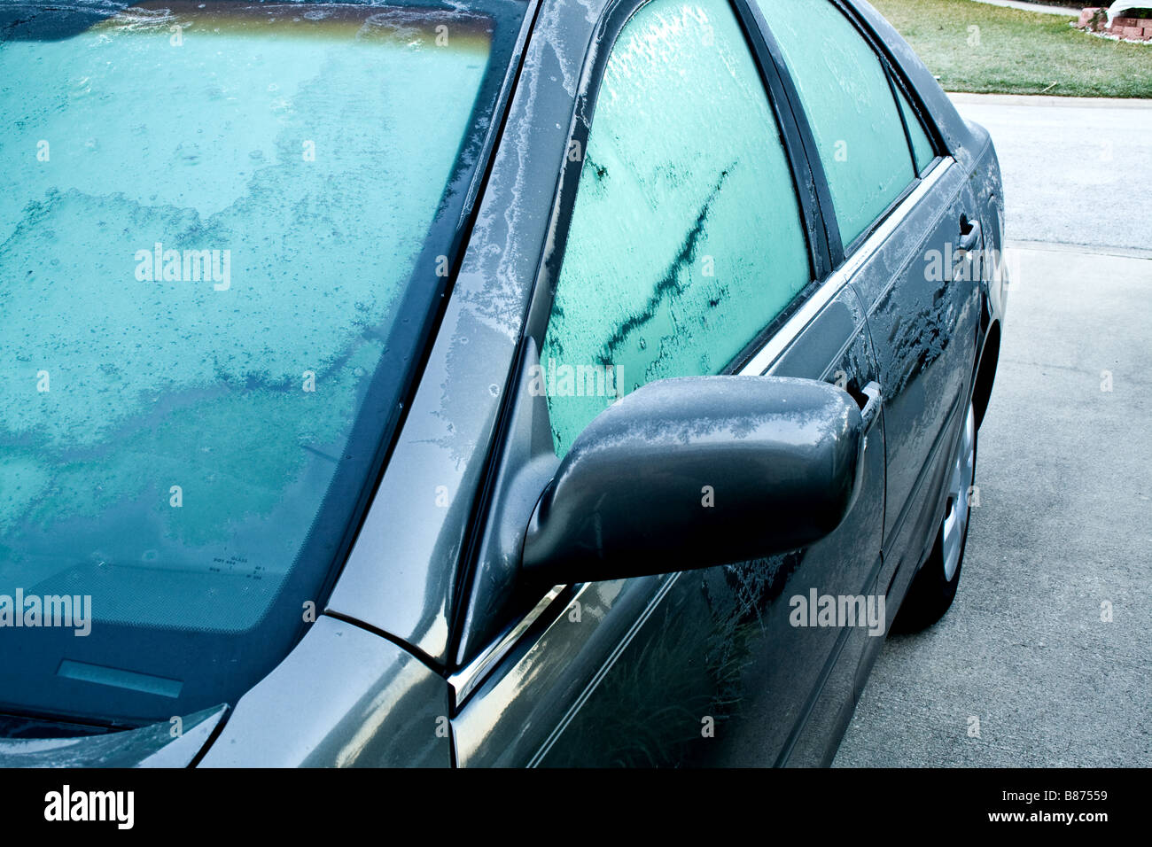 Frost on the windows on a car in Florida Stock Photo - Alamy