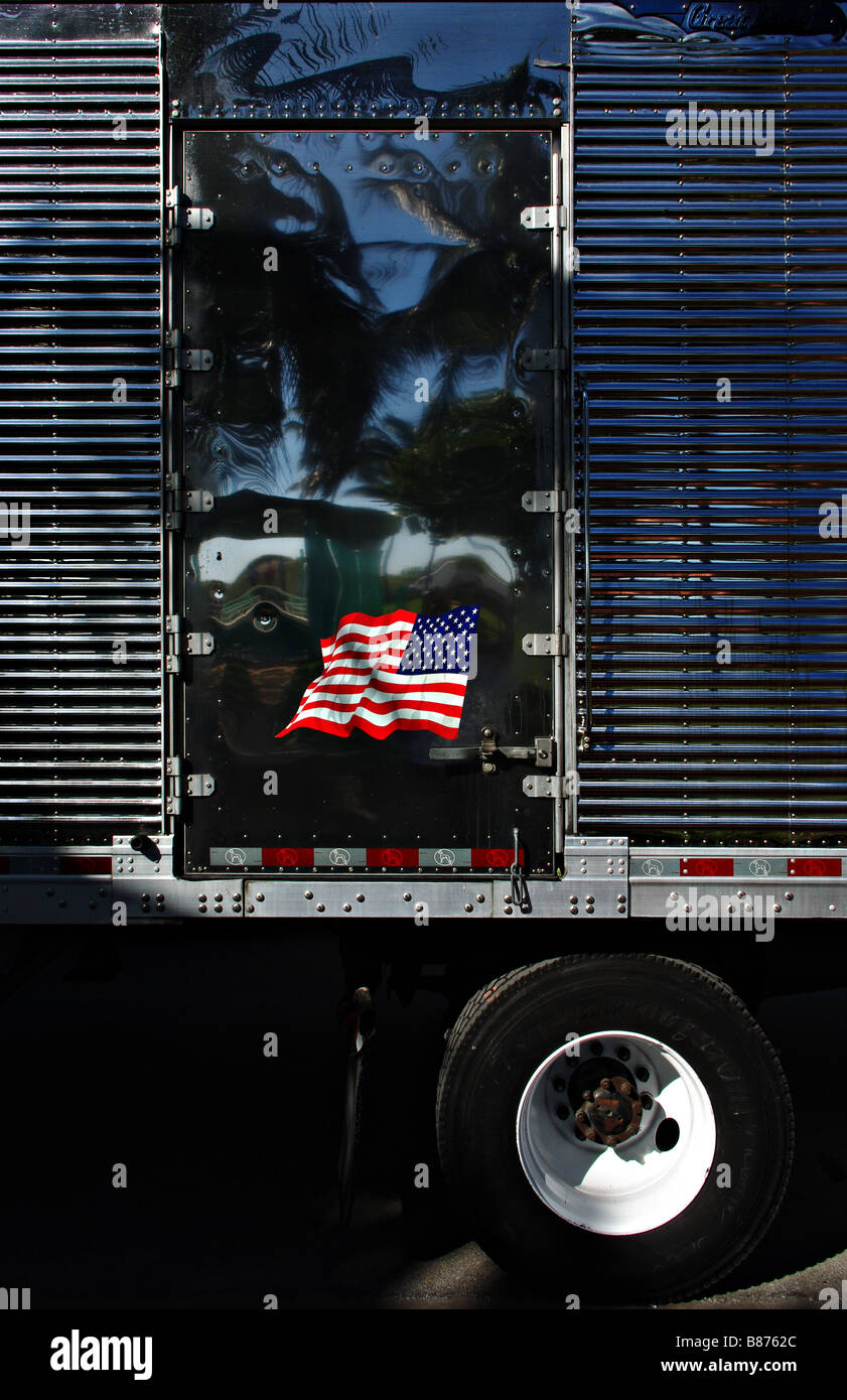 Truck with american flag Stock Photo