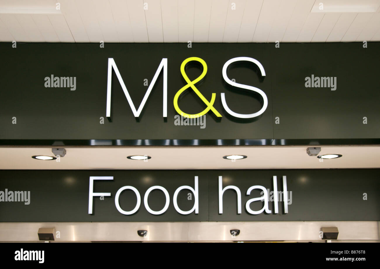 A shop sign above the Food Hall Marks & Spencer (M&S) flagship store, Oxford Street, London. Jan 2009 Stock Photo