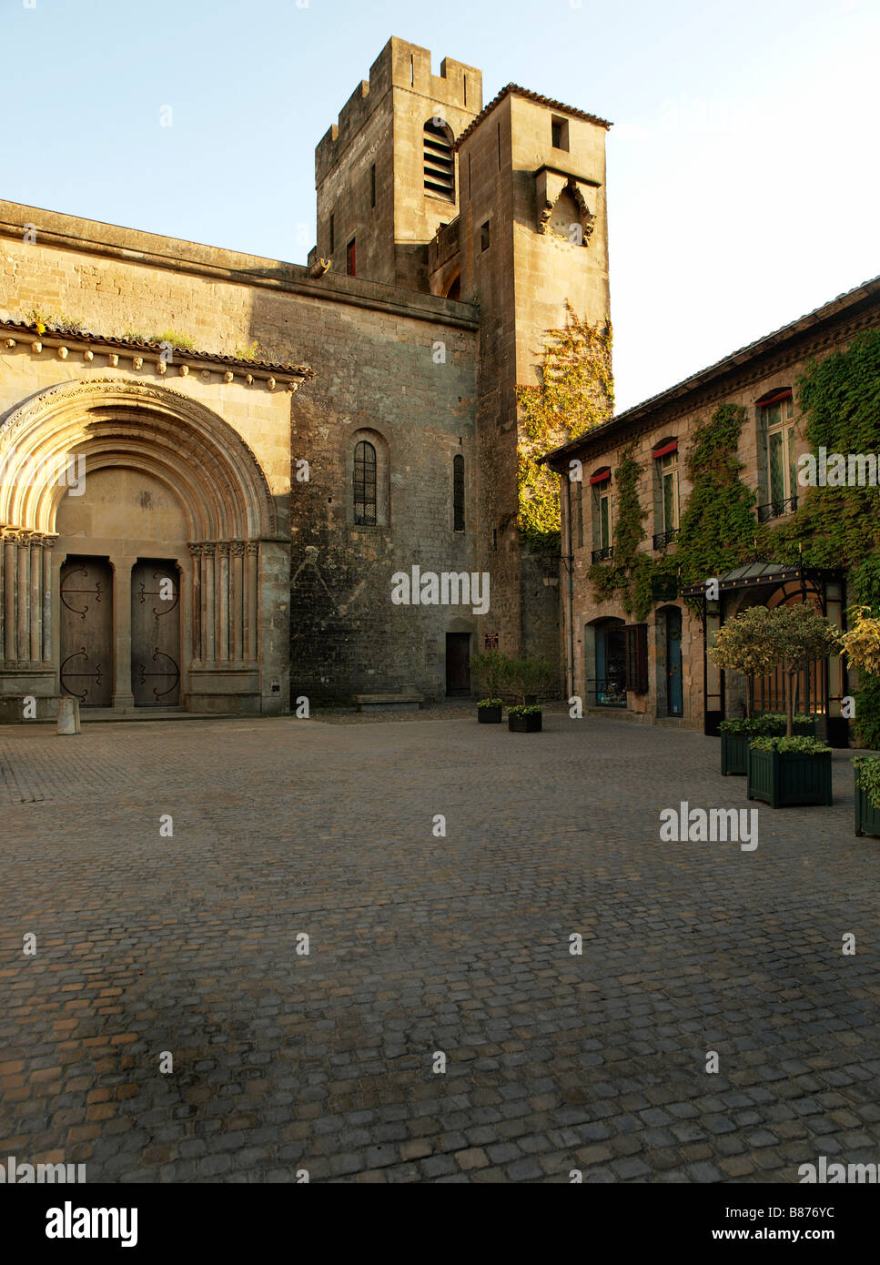 Quiet square in La Cite Carcassonne Stock Photo