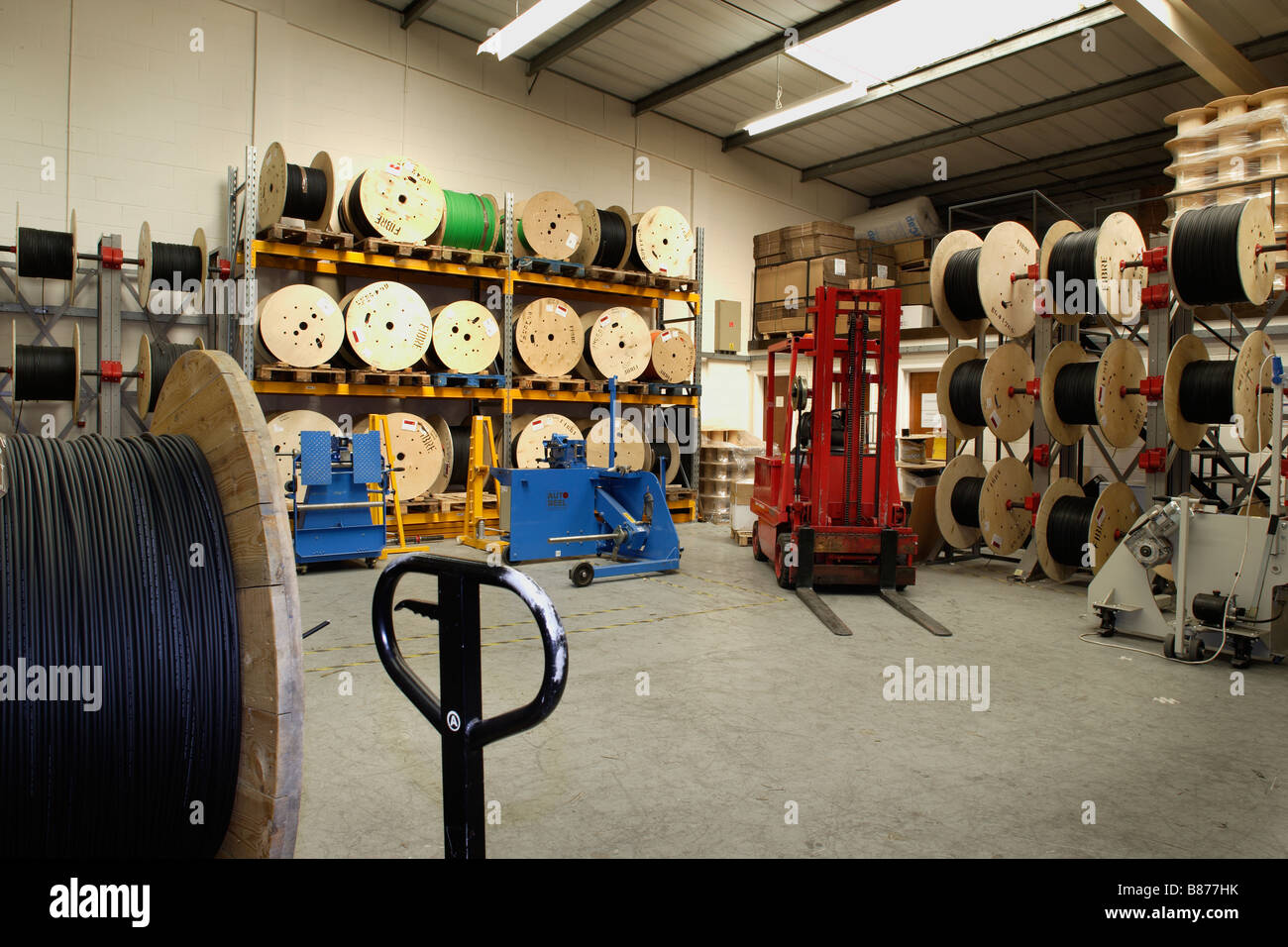 Fibre optic cable reels Stock Photo