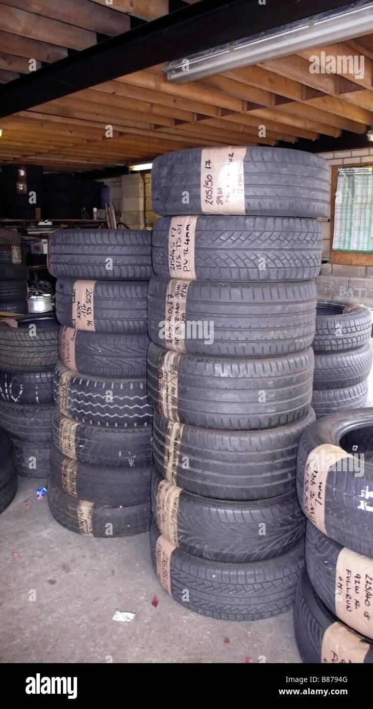 Pile new tyres Stock Photo
