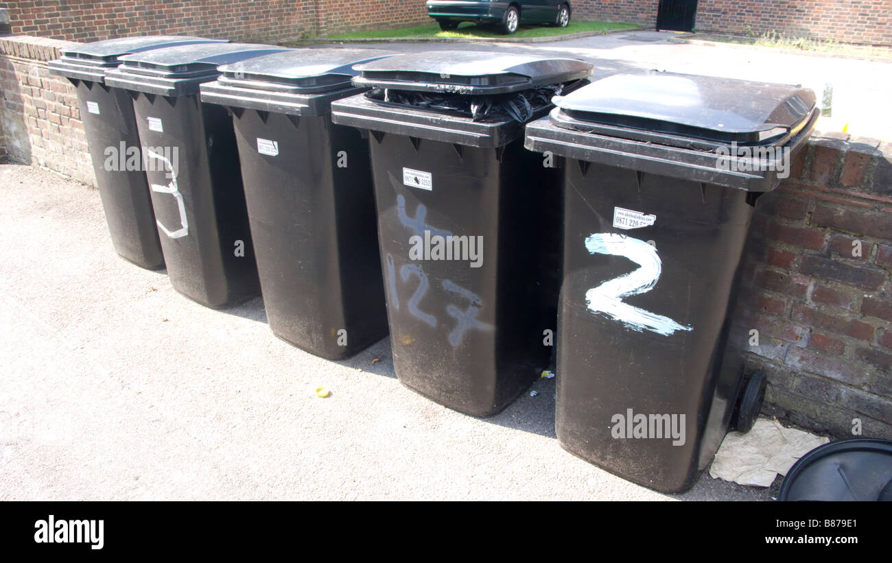 Wheelie bins in street Stock Photo Alamy