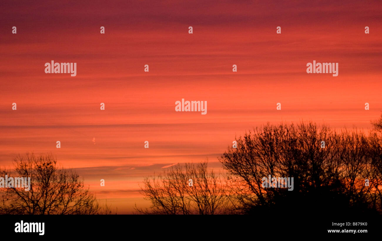 January sun rise Wimbledon London Stock Photo