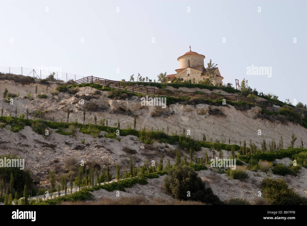 Chapel at top of the hill in monastery of Limassol area, South Cyprus Stock Photo