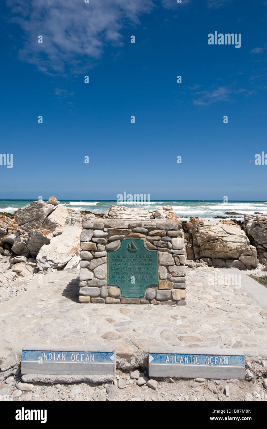 Monument at Cape Agulhas the southernmost point of Africa, South Africa Stock Photo
