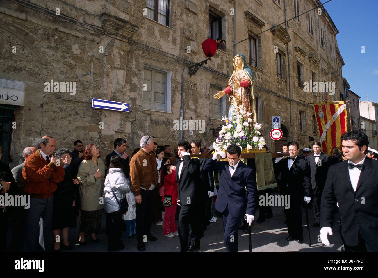 italy, sardinia, alghero, holy week, easter sunday procession Stock Photo