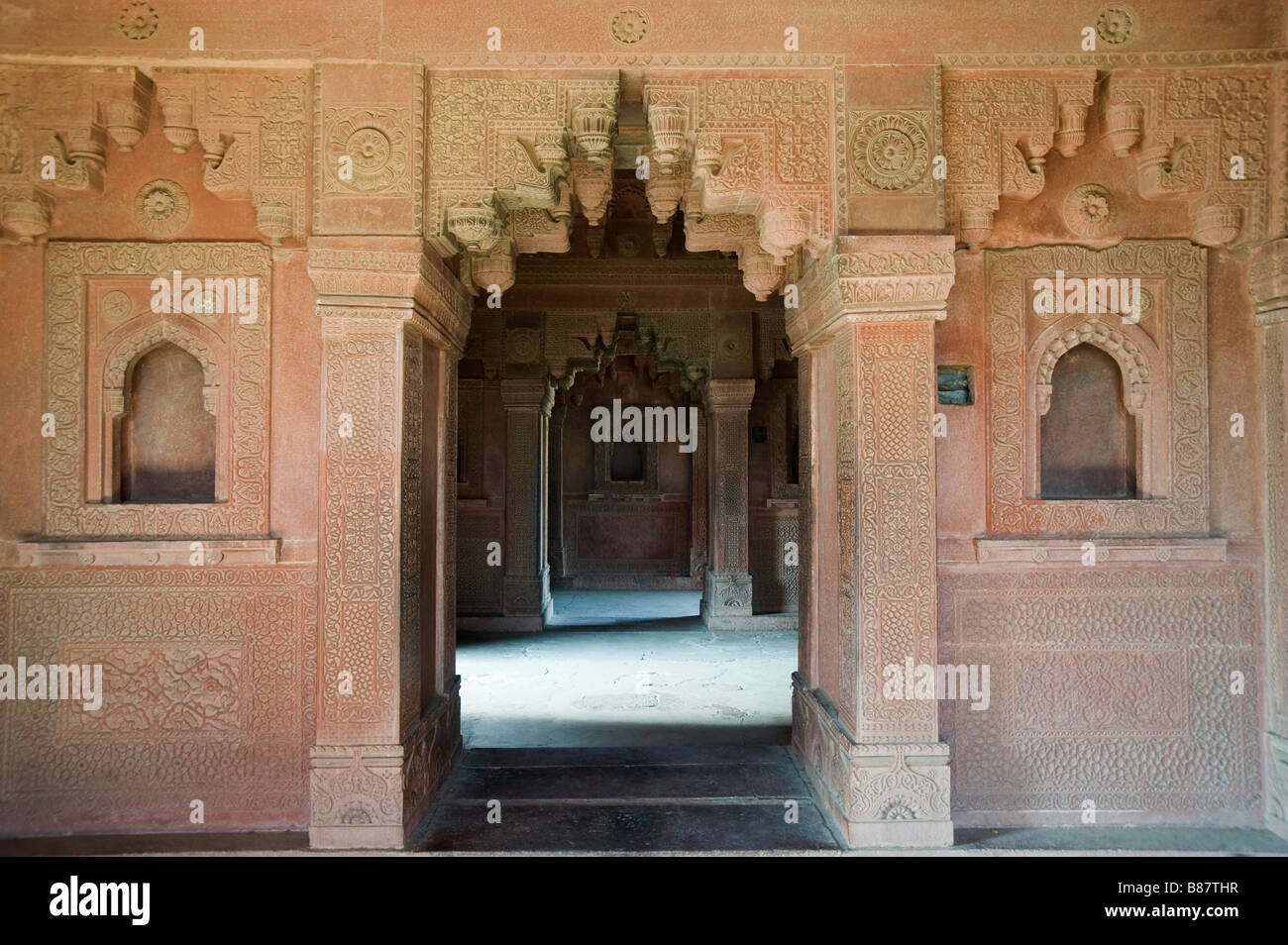 Interior of Counselor Birbal s House Fatehpur Sikri palace Stock Photo