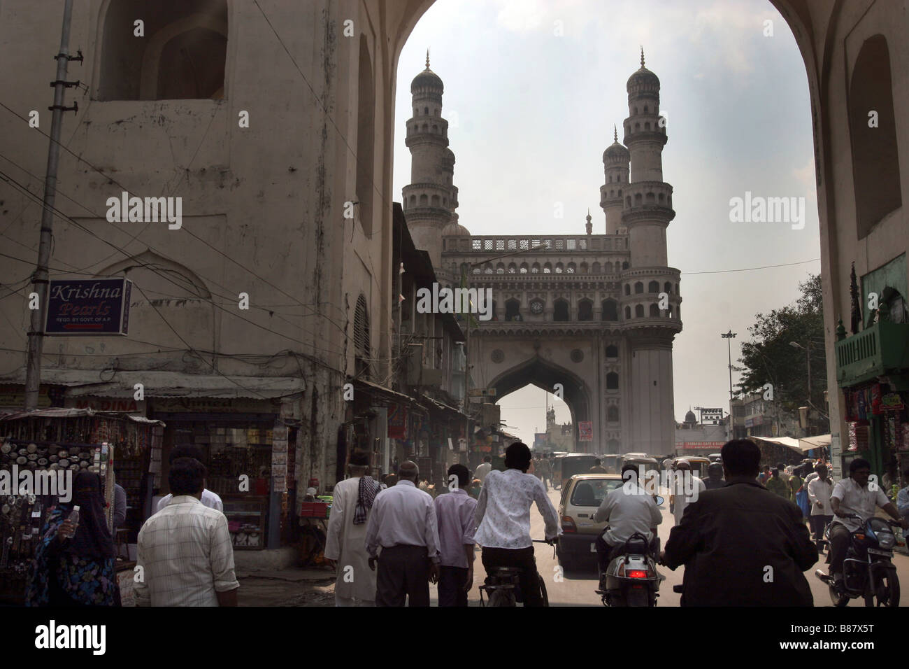 The Char minar mosque in Hyderabad in India Stock Photo