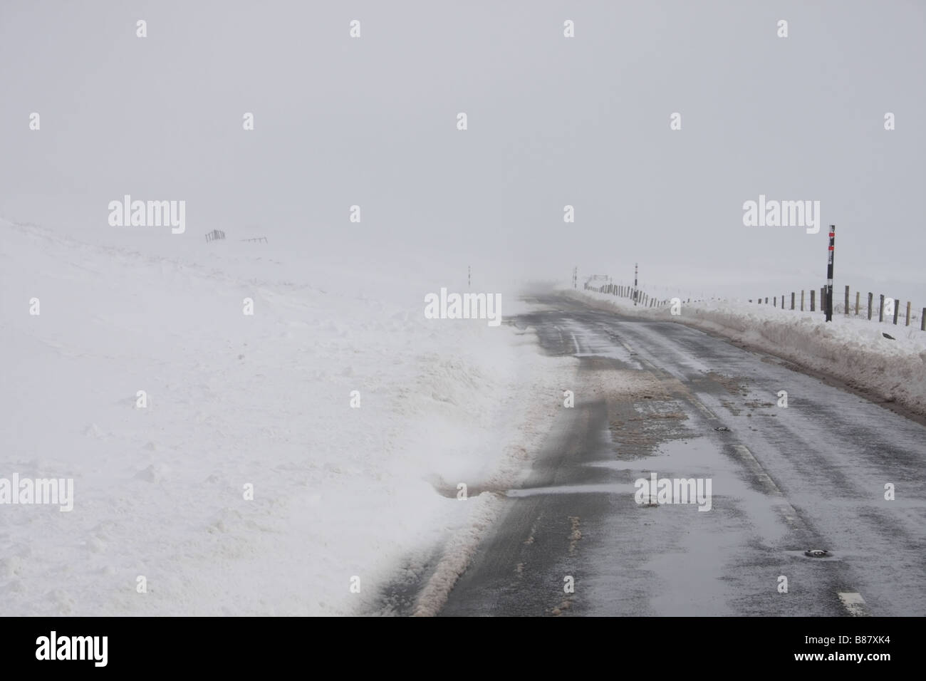 The B6277 Road in Winter Harwood Upper Teesdale County Durham Stock Photo