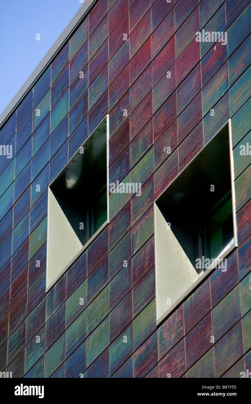 West wall of Jubilee library Brighton covered with ceramic tiles