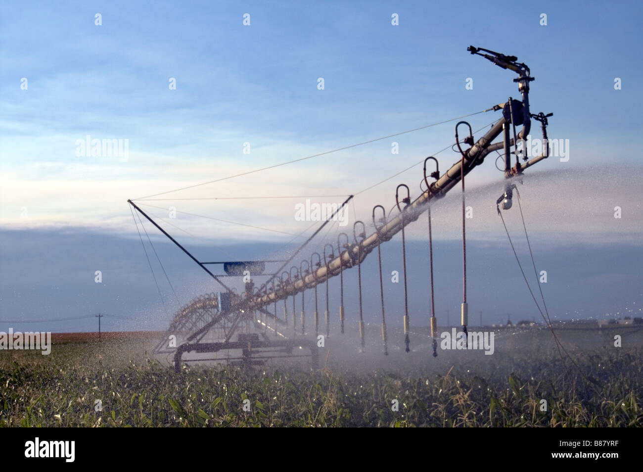 Agriculture Farm Watering System Irrigation Crops Field Stock Photo